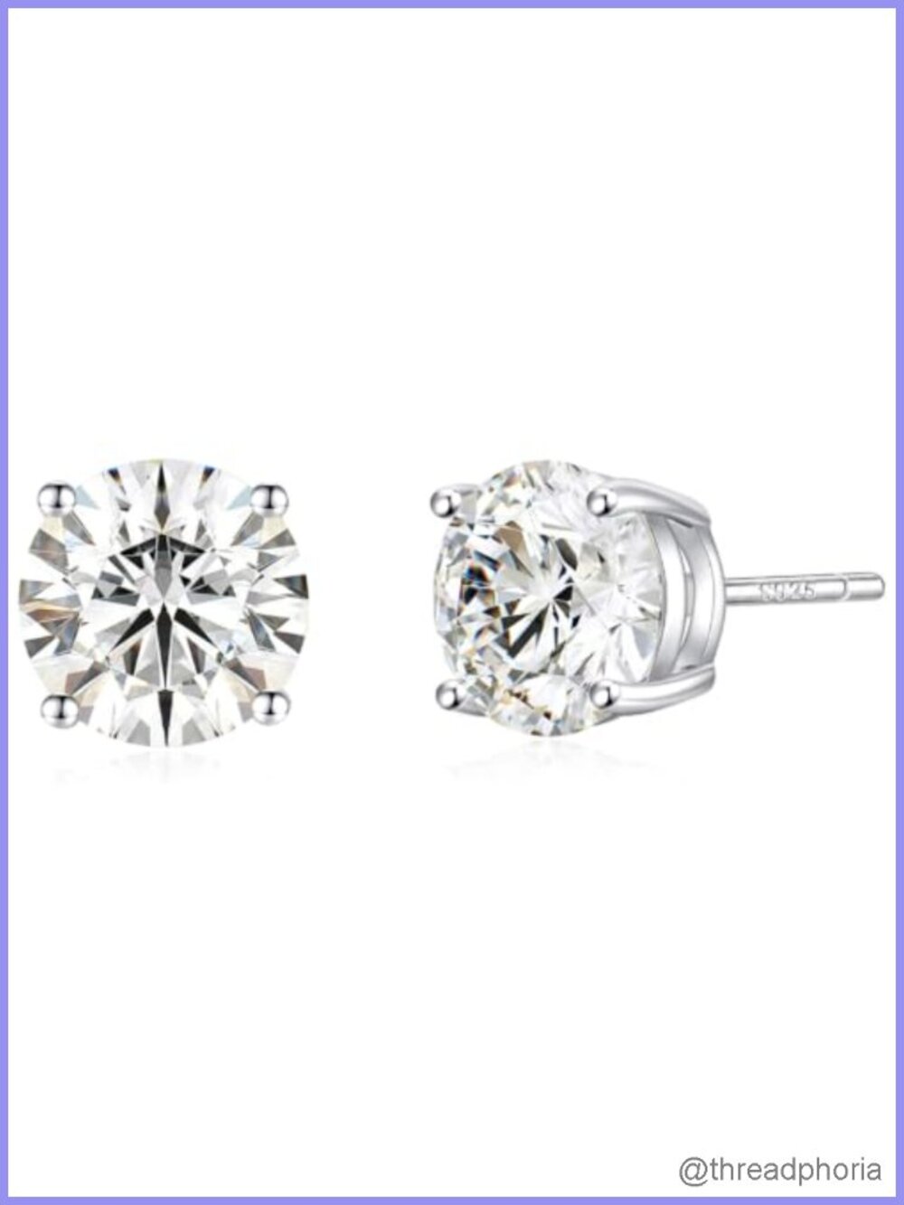 925 Sterling Silver Round CZ Solitaire Stud Earrings Hypoallergenic Unisex